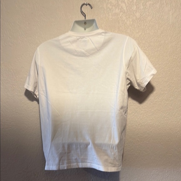 Denim & Flower Textured White Tee Shirt - Picture 3 of 4